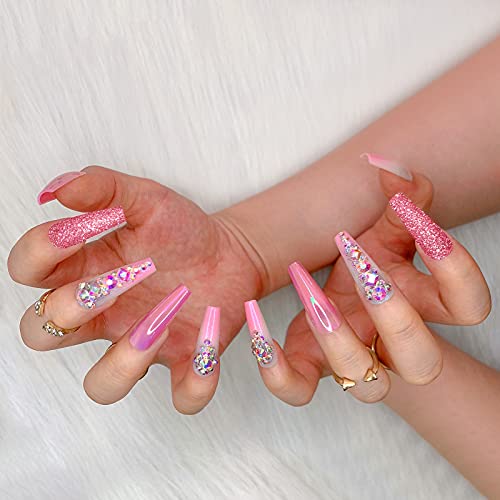 Shimmering Glitter Ombre Acrylic Nails Set for Elegant Nail Art Designs - Image 2