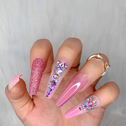 Shimmering Glitter Ombre Acrylic Nails Set for Elegant Nail Art Designs - Image 5