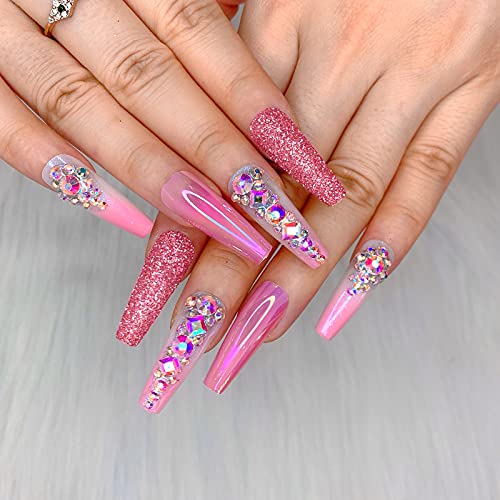 Shimmering Glitter Ombre Acrylic Nails Set for Elegant Nail Art Designs