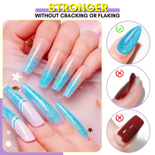 Glittery Blue Acrylic Nail Art Set for Stunning Nail Designs Easy Application 500 Piece - Image 5