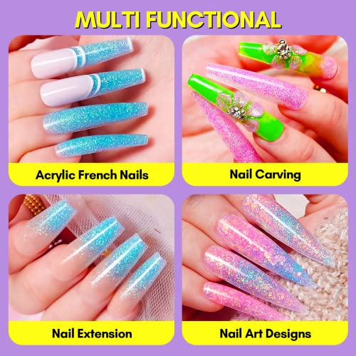 Glittery Blue Acrylic Nail Art Set for Stunning Nail Designs Easy Application 500 Piece - Image 4