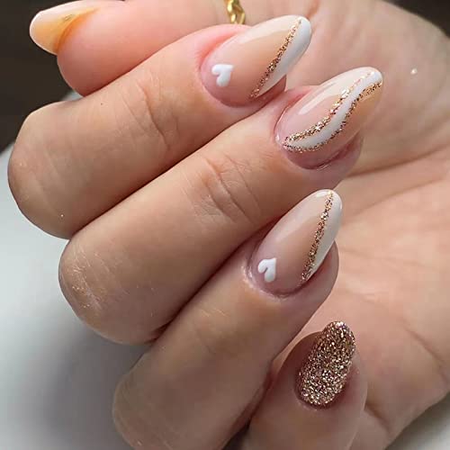 24pc Gold Glitter Acrylic Nail Set for Stunning Nail Art and Easy Application