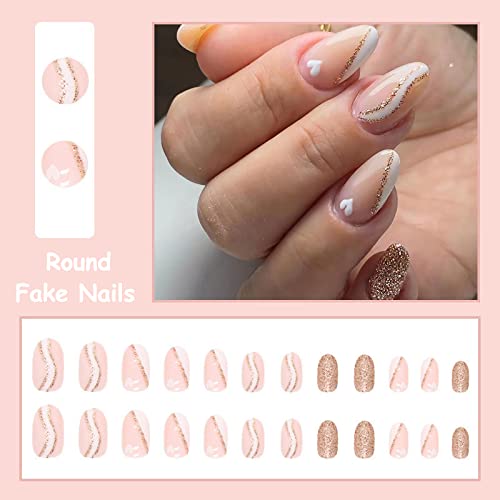 24pc Gold Glitter Acrylic Nail Set for Stunning Nail Art and Easy Application - Image 5