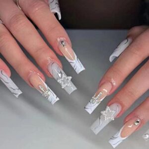 Gray Acrylic Press-On Nails - 24-Piece Set for Effortless Glamour