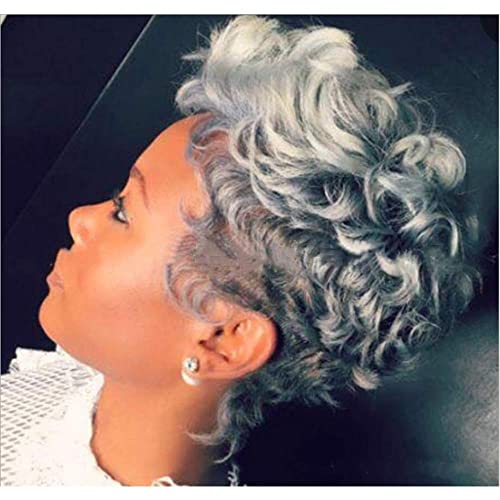 ?Gray African American Human Hair Wig?