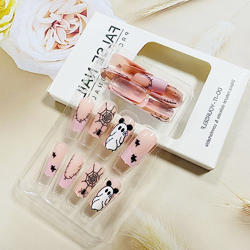 Spooky Halloween Acrylic Nails for Women - 24 Piece Set with Stylish Nail Art - Image 5