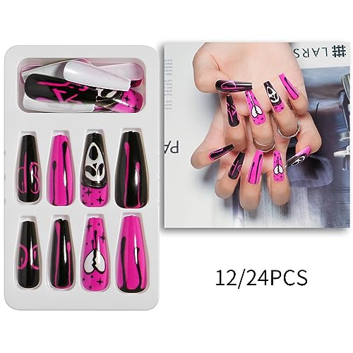 Halloween-themed coffin-shaped acrylic nails. - Image 5