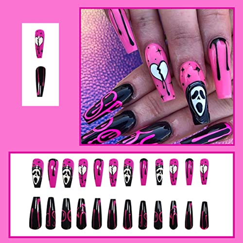 Halloween-themed coffin-shaped acrylic nails. - Image 2