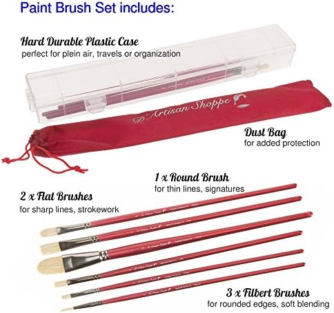 Hog Hair Filbert Paint Brush 1-Inch Medium Size for Professional Artists - Image 3