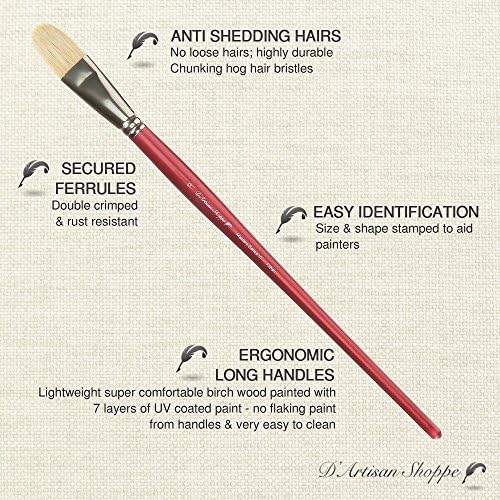 Hog Hair Filbert Paint Brush 1-Inch Medium Size for Professional Artists - Image 2