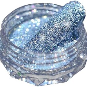 Holographic Blue Acrylic Nail Design Kit 24 Pieces for Stunning Nail Art
