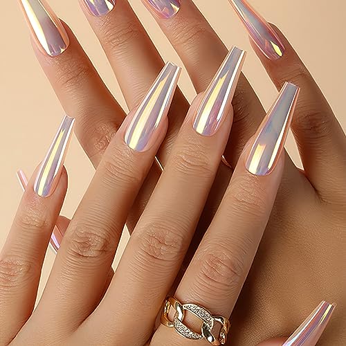 Holographic Coffin Acrylic Nail Set for Chic Nail Art - 24 Pieces - Image 4