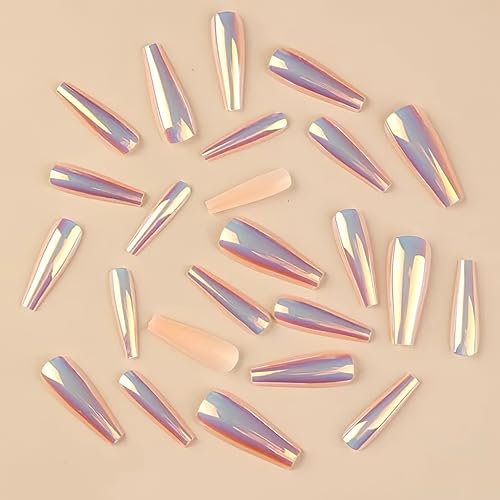 Holographic Coffin Acrylic Nail Set for Chic Nail Art - 24 Pieces - Image 3