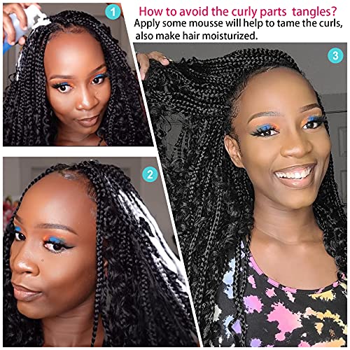 24 Inch 100% Human Hair Pre-looped Box Braids Extensions Natural Texture - Image 5