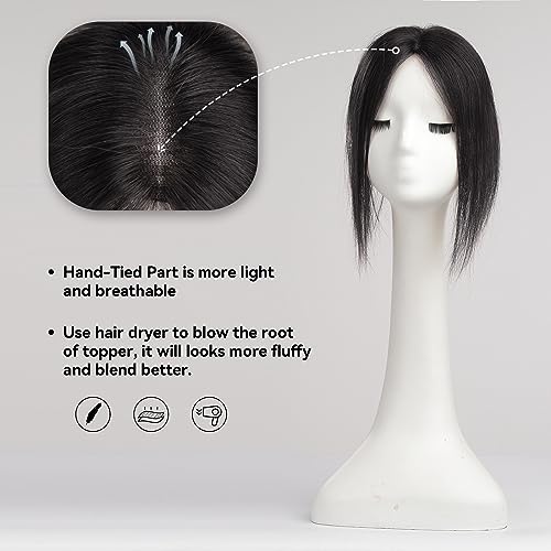 Medium Length Human Hair Crown Topper for a Natural Look, Easy Application - Image 3