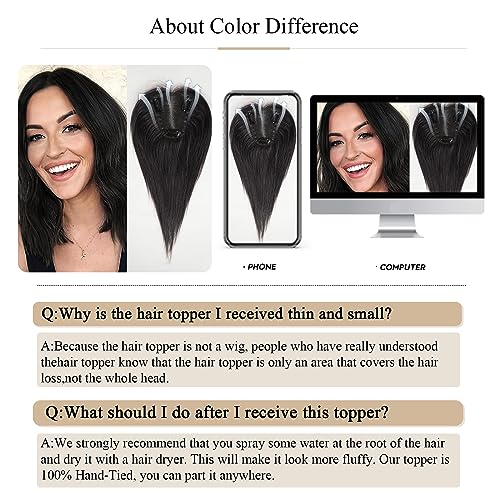 Medium Length Human Hair Crown Topper for a Natural Look, Easy Application - Image 6