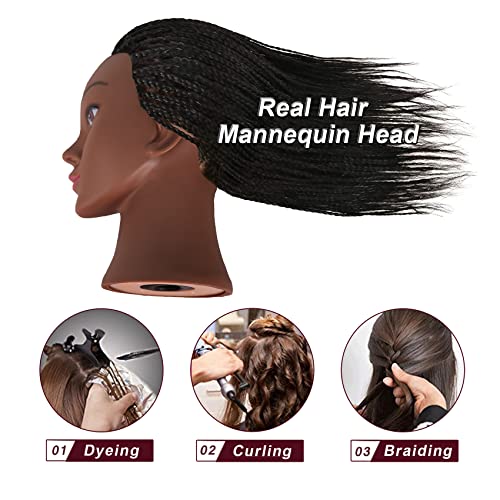 20-Inch Realistic Human Hair Doll Head for Professional Hair Styling Practice - Image 2