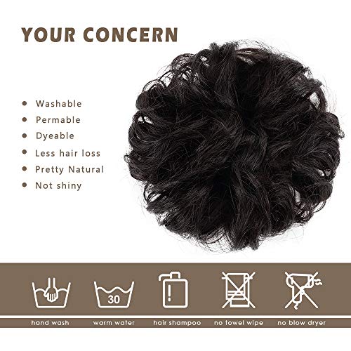 Messy Human Hair Bun Extensions for Elegant Updos and Hairstyles, Natural Brown - Image 7