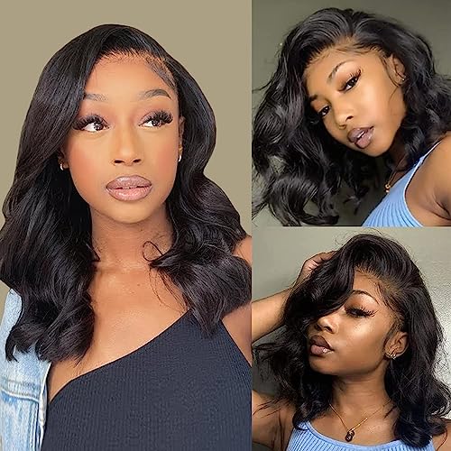 Human Hair Lace Front Bob Wig for Women, 12-inch Length, Natural Appearance
