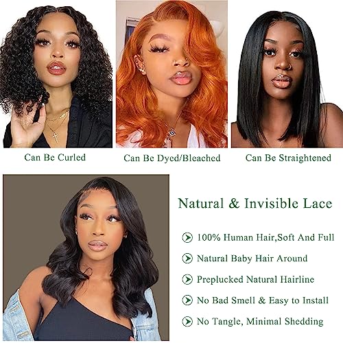 Human Hair Lace Front Bob Wig for Women, 12-inch Length, Natural Appearance - Image 2