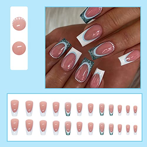 24 Piece Long Light Blue Acrylic Nails Set for a Chic Look - Image 2