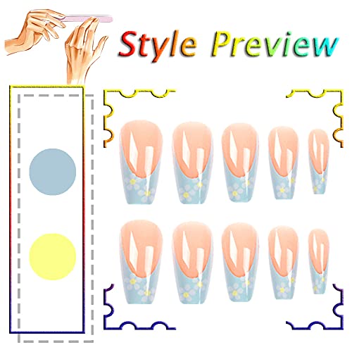 Light Blue Coffin Shaped Acrylic Nail Tips 24 Piece Set for Stylish Nail Art - Image 3