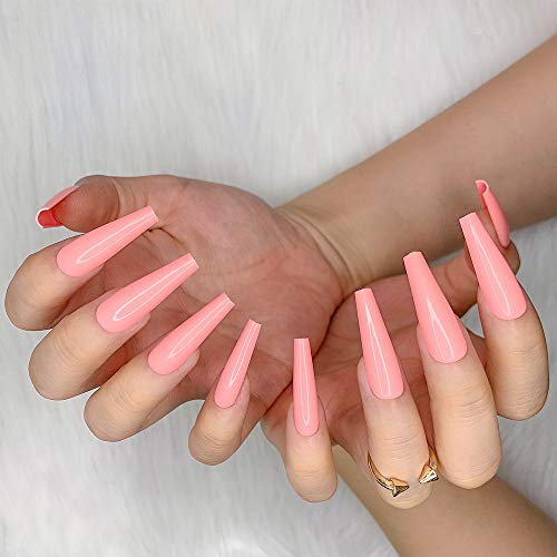 Light Pink Long Coffin Acrylic Nails 24 Piece Set for Nail Art - Image 2