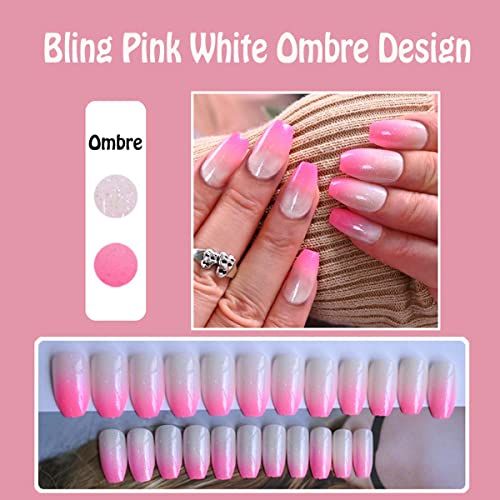 Light Pink Coffin Acrylic Nails - Image 2