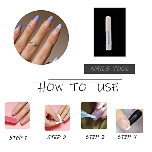 24 Piece Long Light Purple Acrylic Nails Set Stylish Design - Image 6