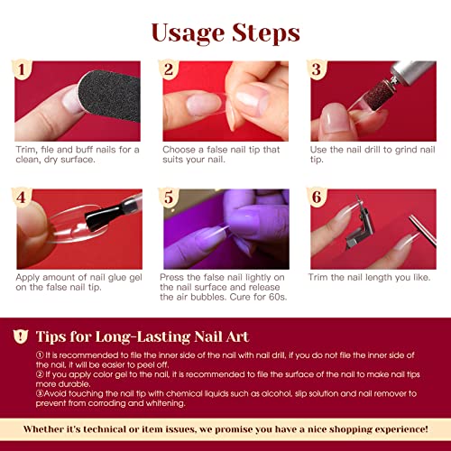 Clear Finish Long Almond Acrylic Nails for Elegant Nail Art, 24 Piece Set - Image 9