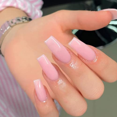 Long Baby Pink Acrylic Nails Set of 24, Durable & Stylish for All Occasions