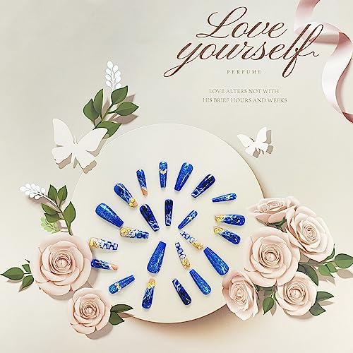 Long Blue Acrylic Nails Set 24pc - Stylish, Durable, Ready for Any Occasion - Image 7