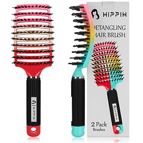 Macadamia Nourishing Hair Brush with Soft Bristles for Healthy Hair, Ergonomic Design, Medium Size