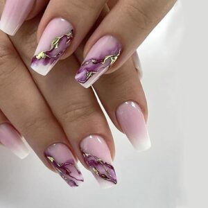 Marble Coffin Acrylic Nails