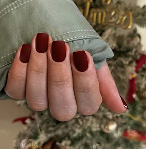 Maroon Coffin Acrylic Nails