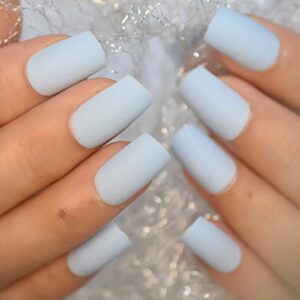 Matte Blue Acrylic Nails 24 Piece Set for Stylish and Durable Manicures