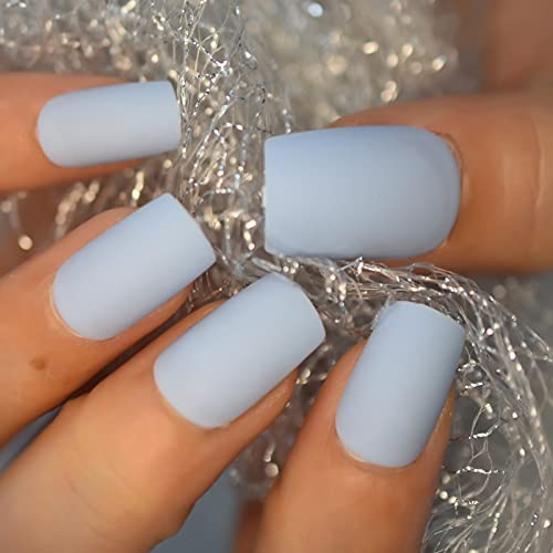 Matte Blue Acrylic Nails 24 Piece Set for Stylish and Durable Manicures - Image 5