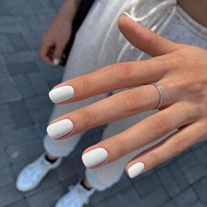 Matte White Acrylic Nails 24-Piece Set Durable Stylish Easy Application