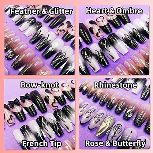 Medium Length Coffin-Shaped Acrylic Nail Tips for Elegant Manicures 100 Count - Image 3