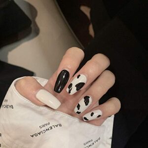 24 Piece Monochrome Acrylic Nail Set for Stylish Long-Lasting Manicures