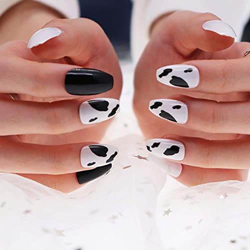 24 Piece Monochrome Acrylic Nail Set for Stylish Long-Lasting Manicures - Image 3
