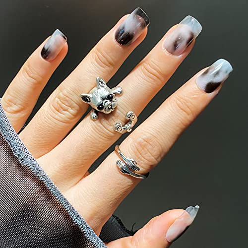 Monochrome Marble Acrylic Nails