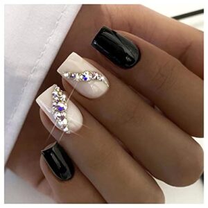 Monochrome Short Acrylic Nails