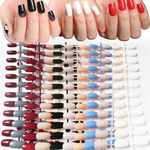 24-Piece Multicolored Acrylic Nails Set for Fashionable Nail Art Designs