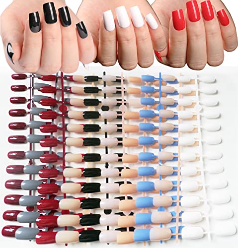 24-Piece Multicolored Acrylic Nails Set for Fashionable Nail Art Designs