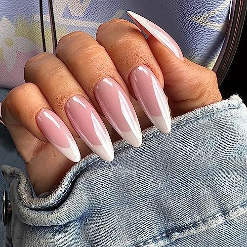Elegant Natural Acrylic Nail Designs for Stylish Manicures, Set of 10 Tips