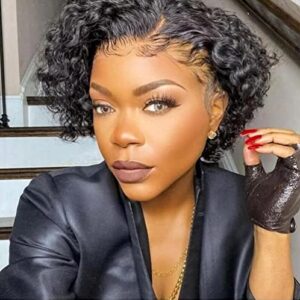 14 Inch Natural Afro Textured Black Human Hair Wig for Women