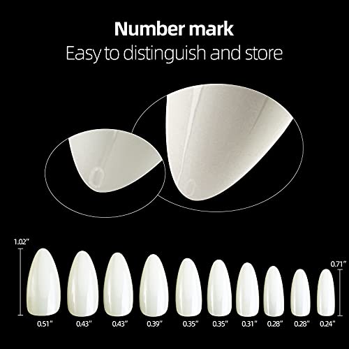 24 Piece Set Natural Almond Shape Acrylic Nail Tips Durable & Easy Apply - Image 4