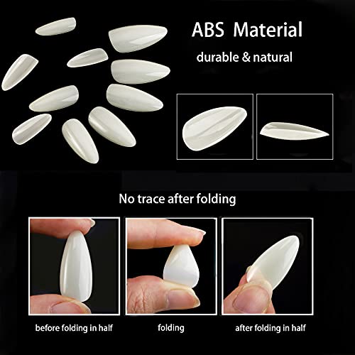 24 Piece Set Natural Almond Shape Acrylic Nail Tips Durable & Easy Apply - Image 3