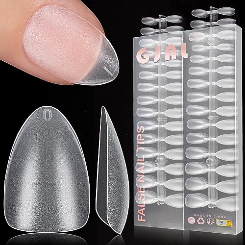 24-Piece Set Natural Almond Short Acrylic Nails for a Flawless Manicure